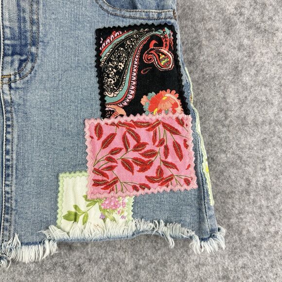 Alice + Olivia Route 66 Patchwork Mini Skirt Womens 26 Blue Denim High Rise Boho - Picture 4 of 12